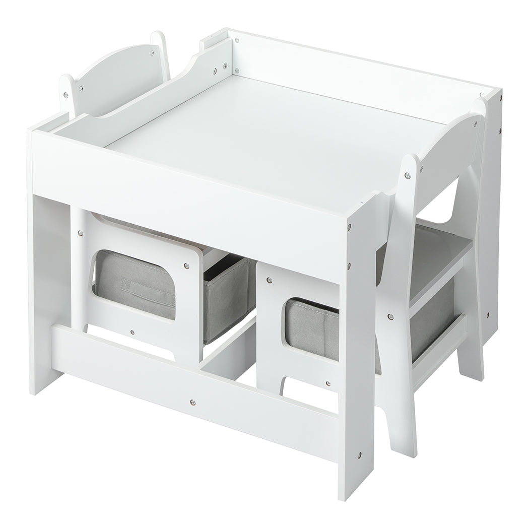 Bopeep Kids Table And Chairs Set Storage White Grey