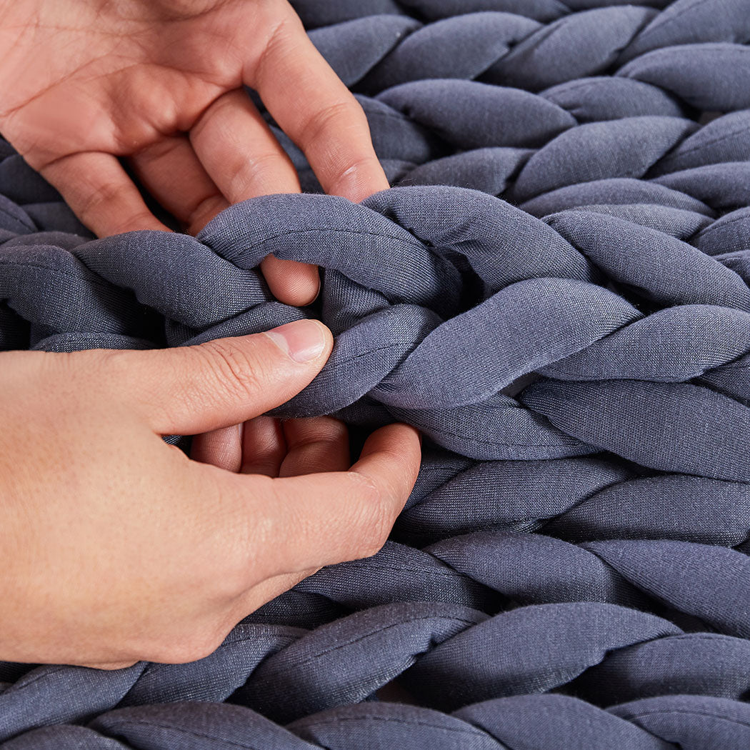 Dreamz Knitted Weighted Blanket Chunky Dark Grey Queen 9Kg