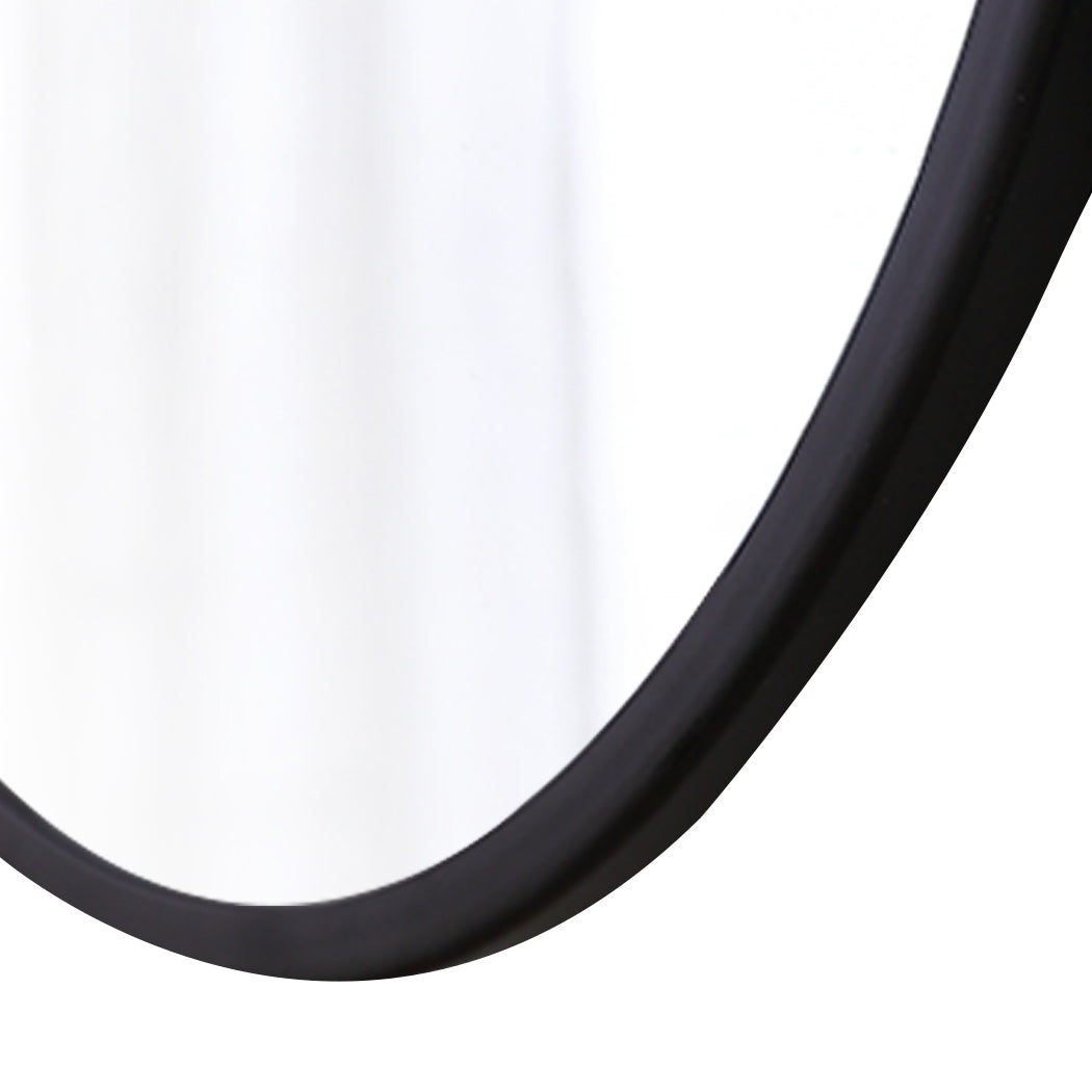 Black Wall Mirror Round Shaped Bathroom Makeup Medium 60Cm