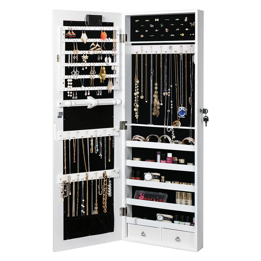 Veile Studios Levede 37Cm X 10Cm 110Cm Mirror Jewellery Cabinet Touch White