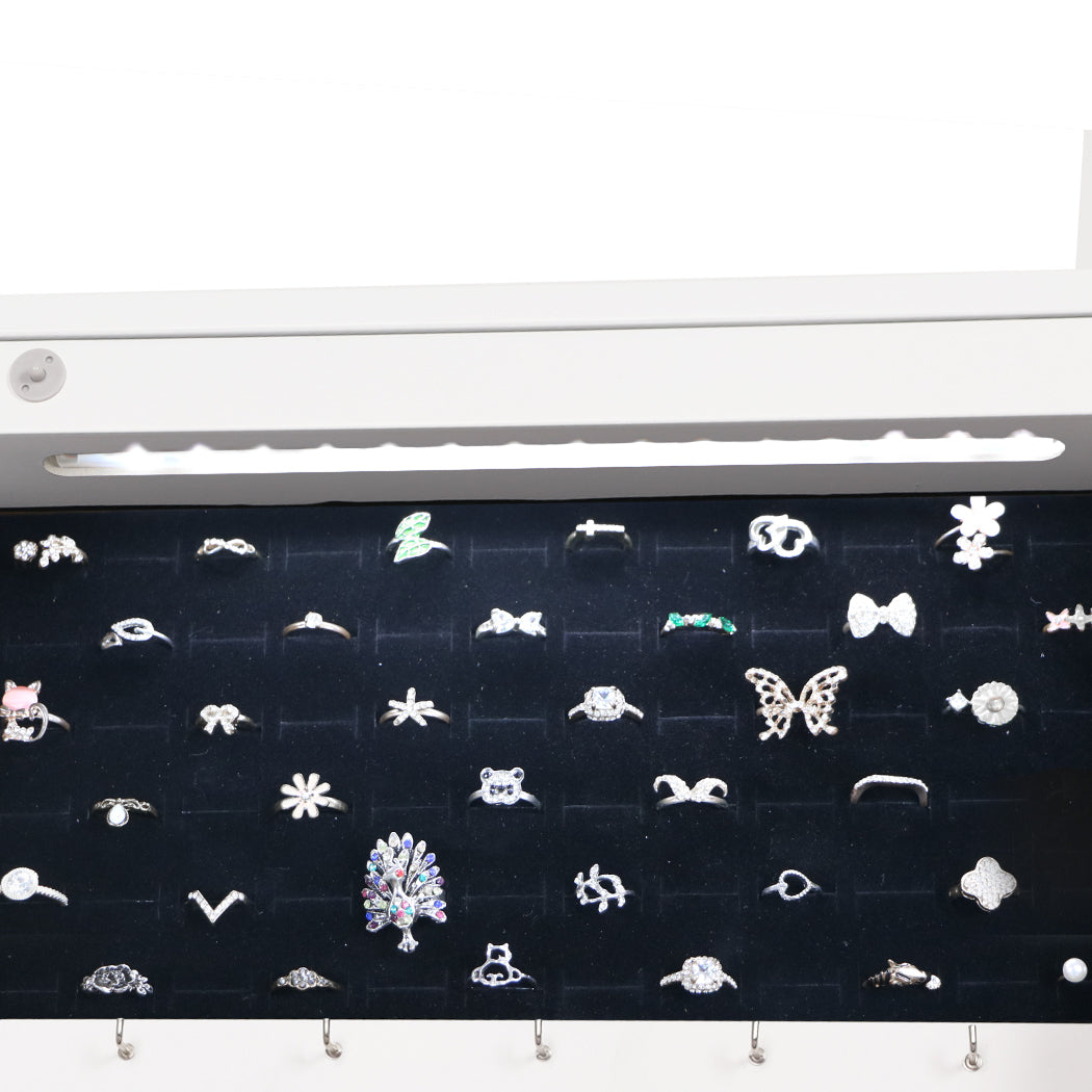 37Cm X 8.7Cm 120Cm Mirror Jewellery Cabinet Makeup White