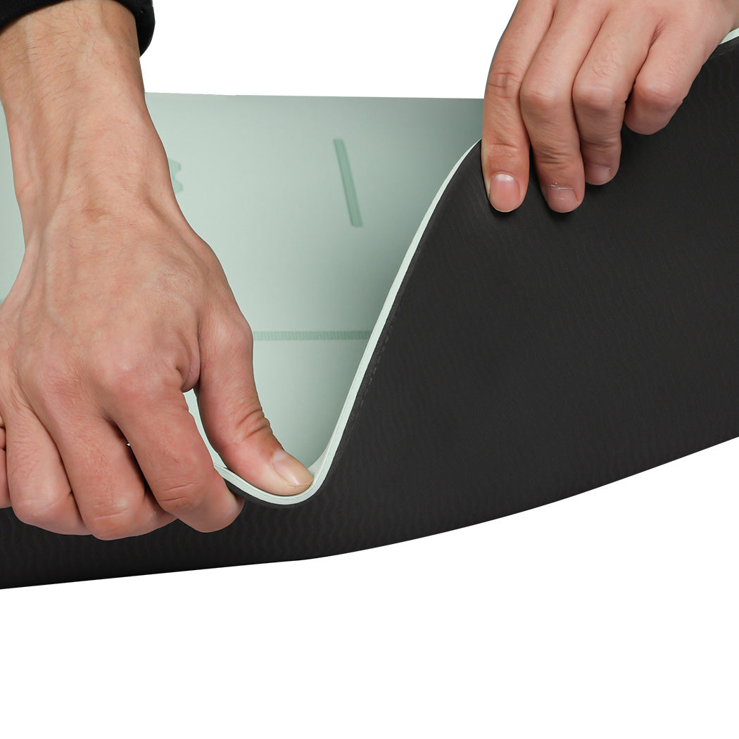 Yoga Mat Dual Colour Body Position Lines Mint Green