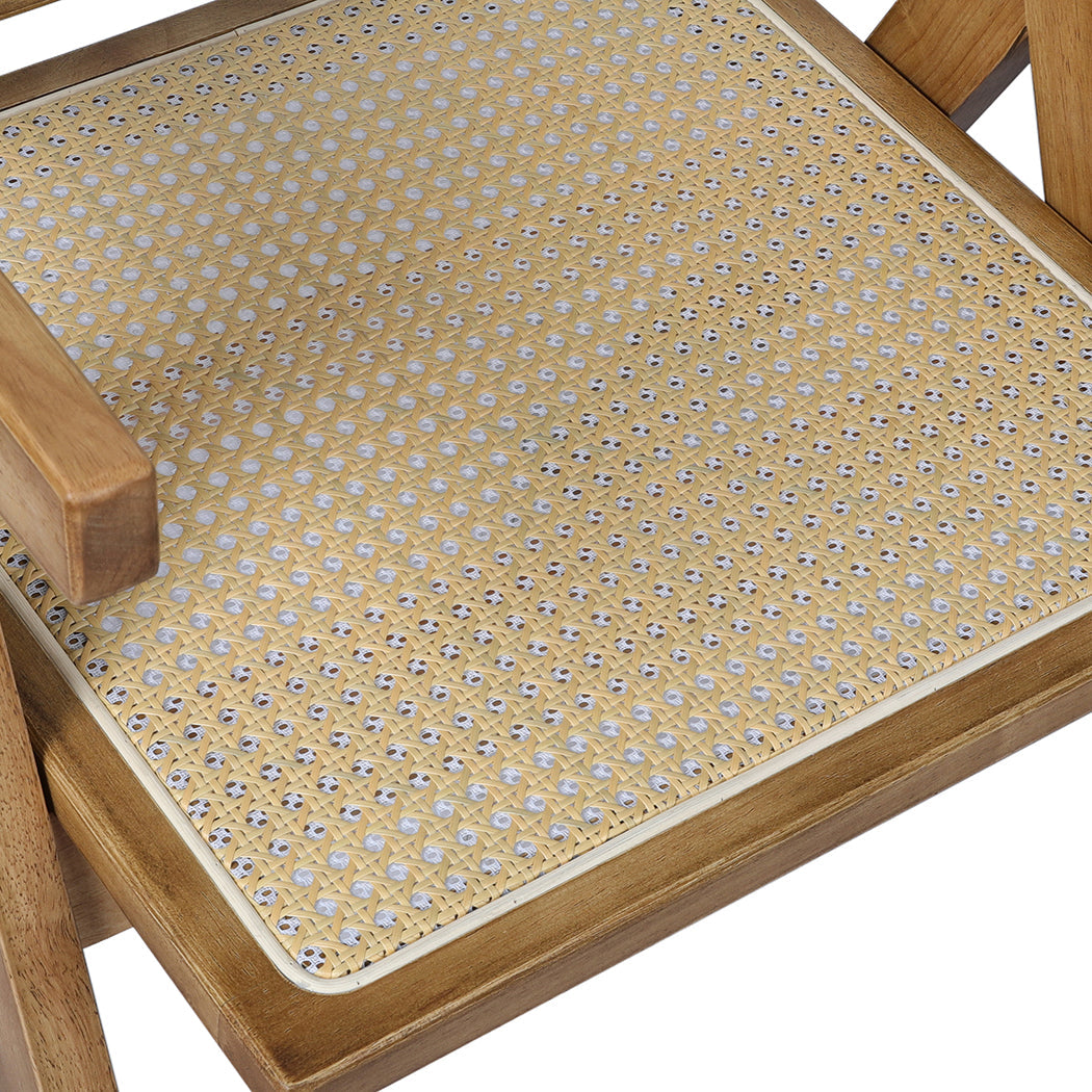 Set Of 2 Solid Wood Dining Chairs With Rattan Natural For Elegant Experience
