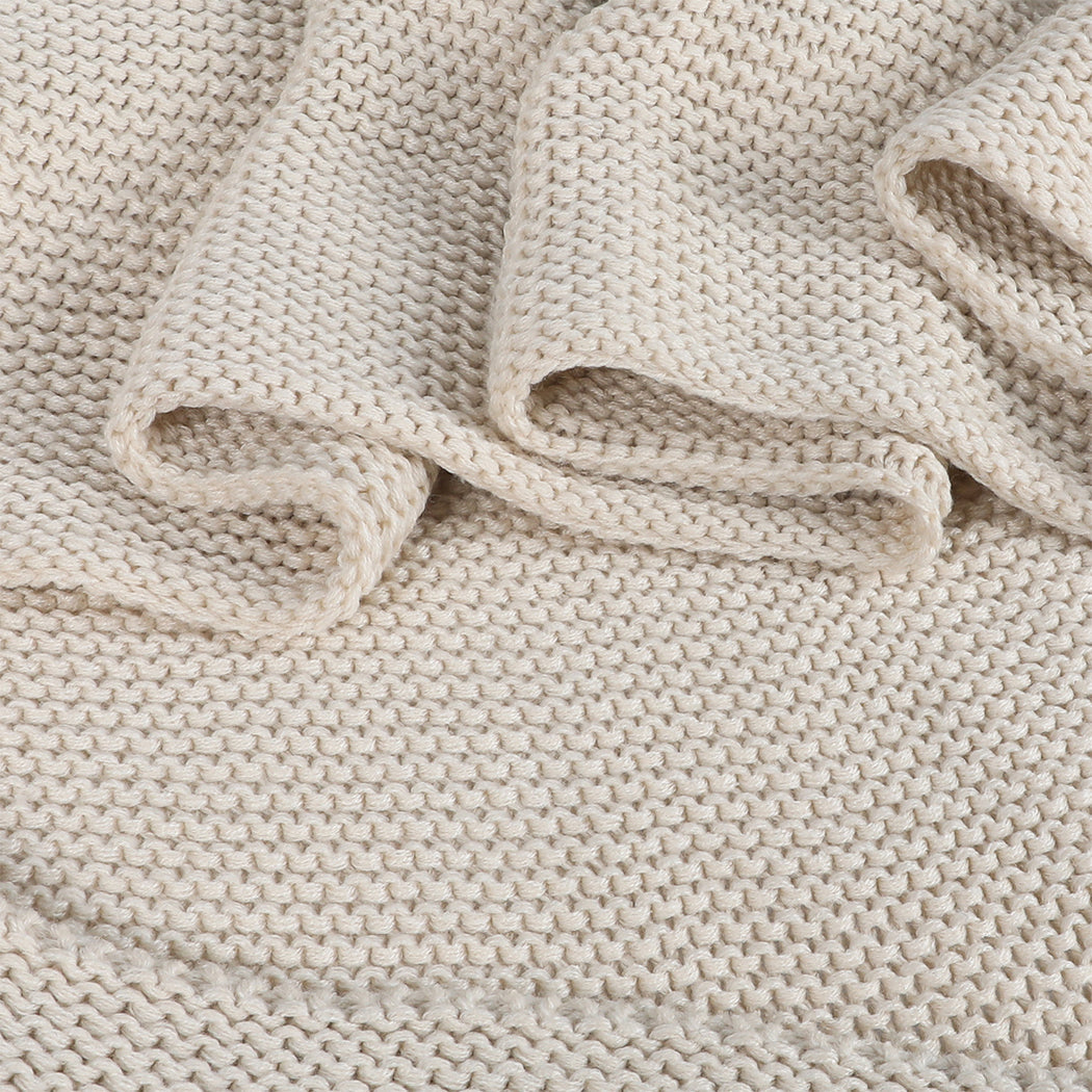 Dreamz Knitting Throw Blanket Cushion Beige