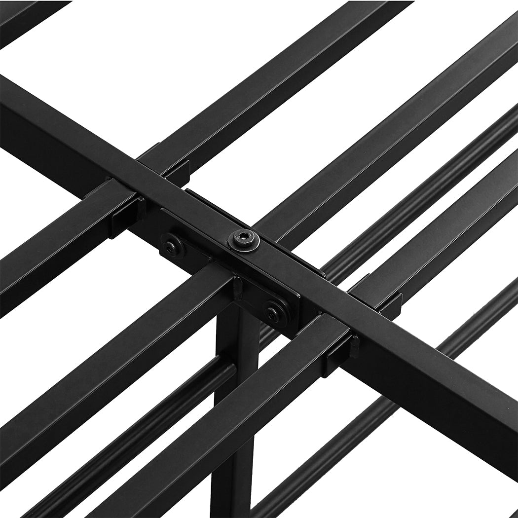 137Cm X 190Cm 40Cm Metal Bed Frame Heavy Duty Storage Space Black
