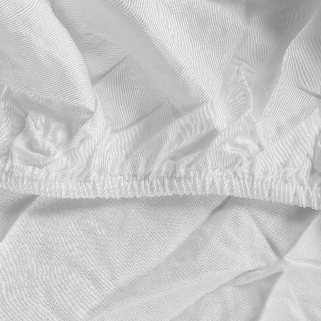 Dreamz 4Pcs Double Size 100% Bamboo Bed Sheet Set In White Colour Soft Cool Hypoallergenic