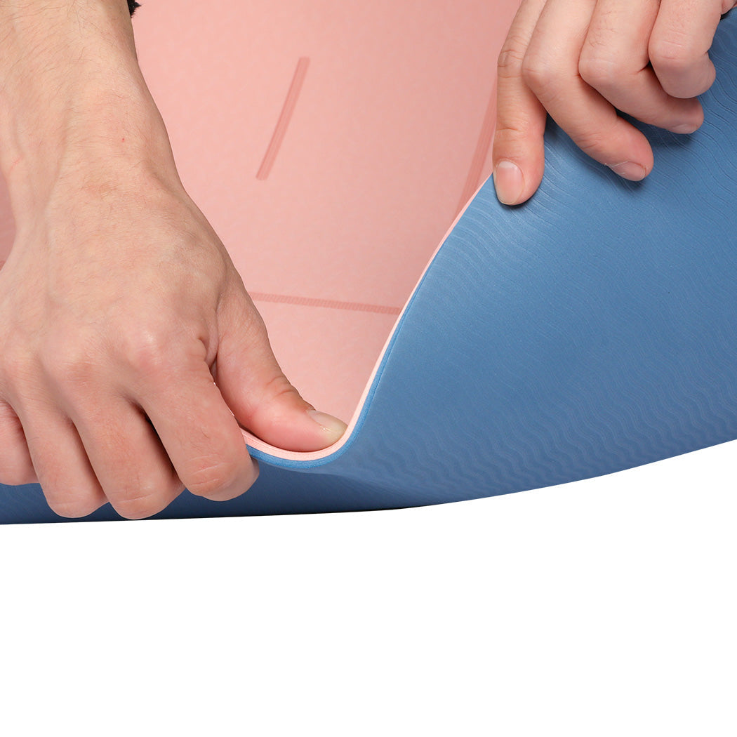 Yoga Mat Dual Colour Body Position Lines Pink