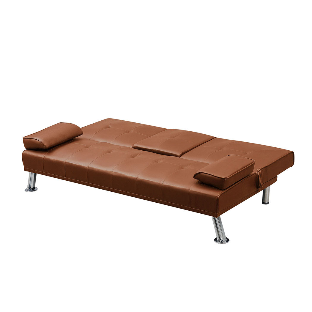 3 Seater Sofa Bed Adjustable Recliner Brown