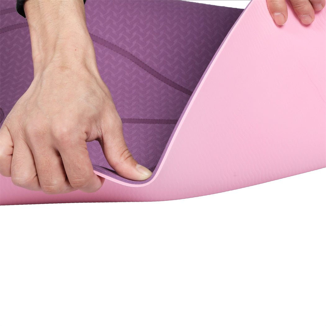 Yoga Mat Dual Colour Body Position Lines Purple
