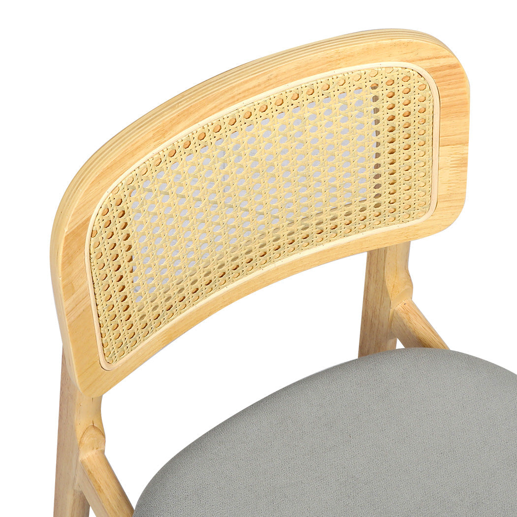 Set Of 2 Armless Dining Chairs With Wood And Rattan Natural For Modern Spaces