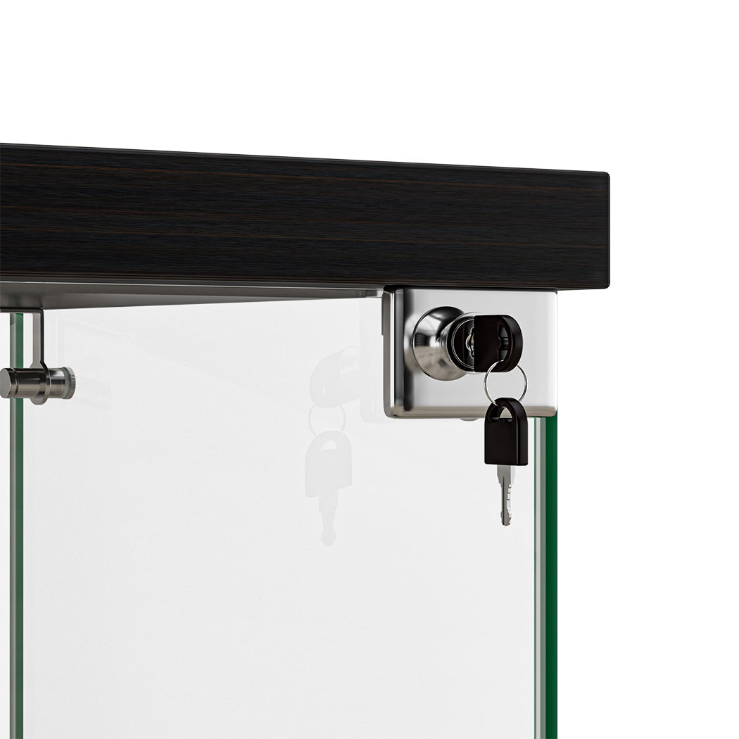2-Tier Tempered Glass Display Cabinet With Lock Black Collection Storage