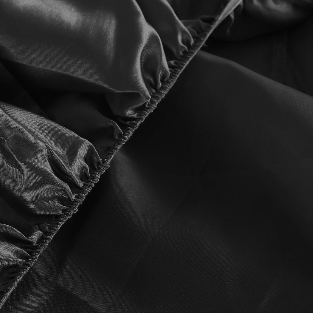 Dreamz Silky Satin Sheets Fitted Double Black
