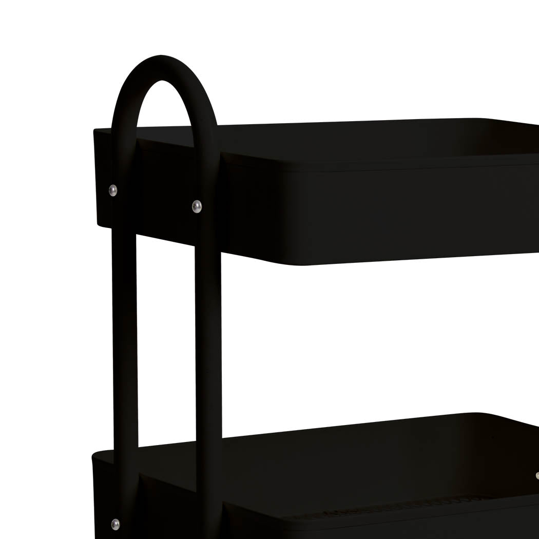 4 Tier Kitchen Trolley Cart Black Rolling Storage Organizer For Home Office