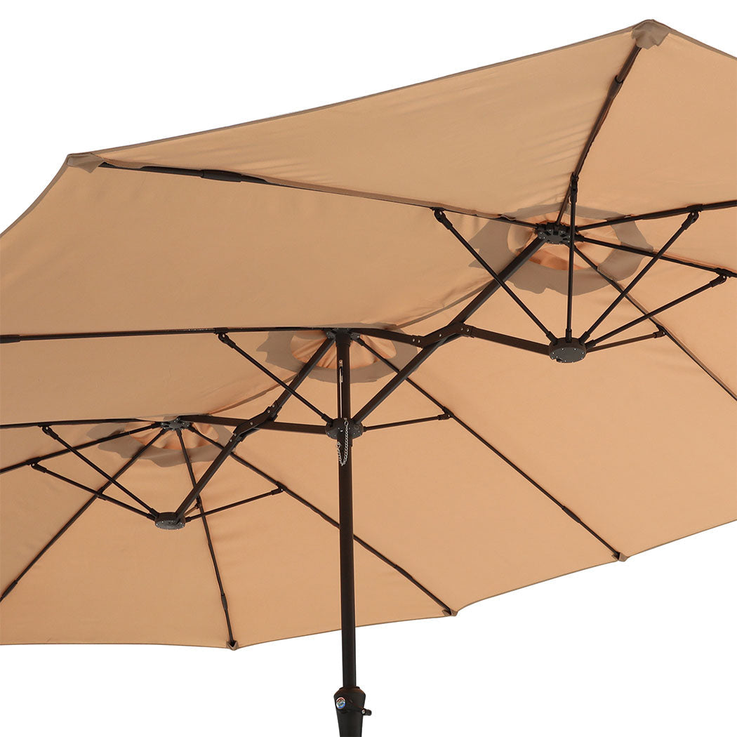 Centra 4.5M Double Sided Patio Umbrella Outdoor Base Stand Khaki