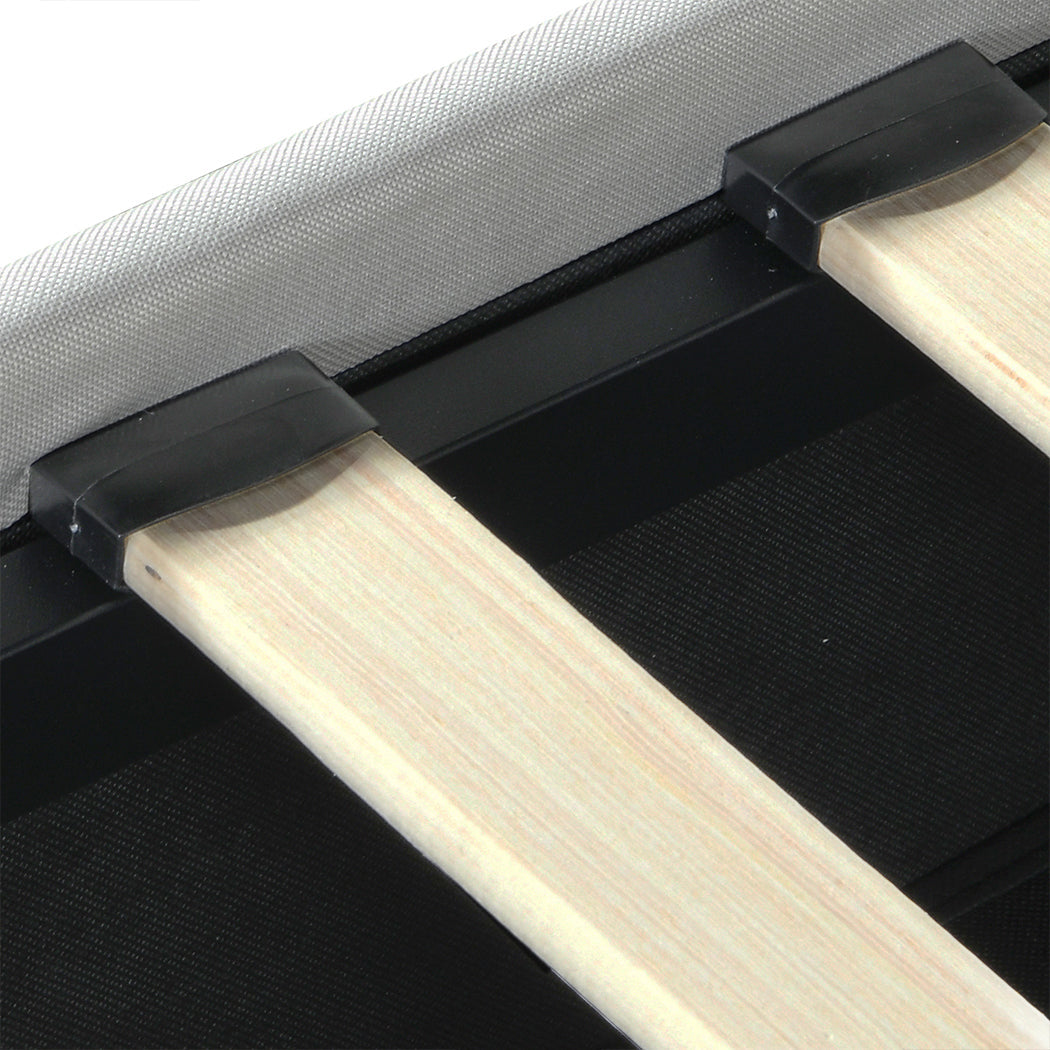 Queen Bed Frame Tufted With 4 Storage Drawers Cream
