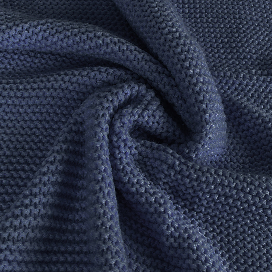 Dreamz Knitting Throw Blanket Cushion Navy