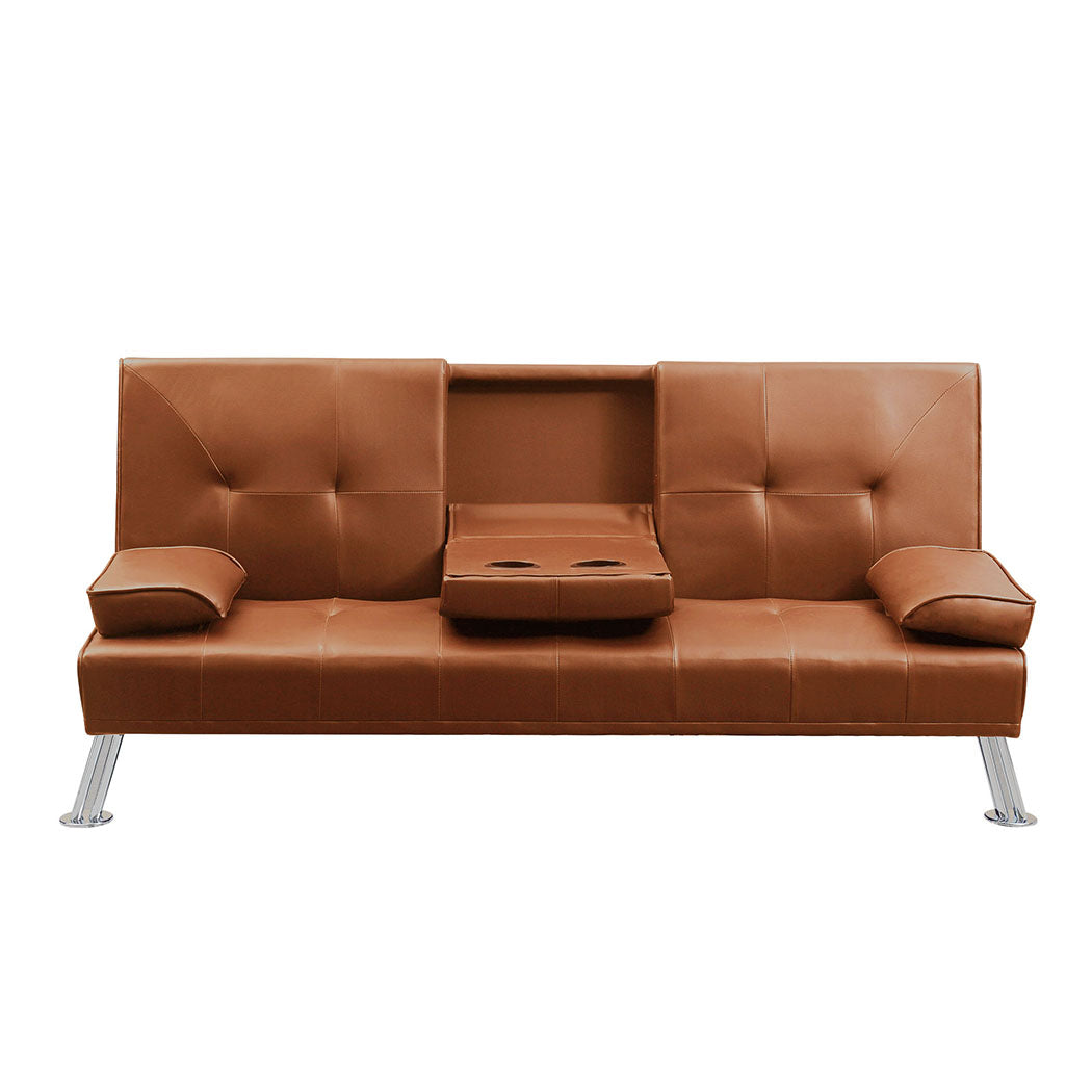 3 Seater Sofa Bed Adjustable Recliner Brown