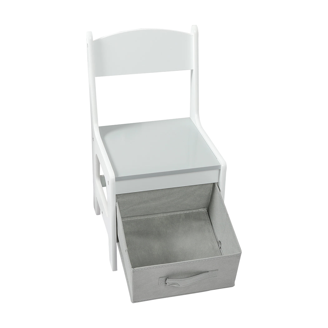 Bopeep Kids Table And Chairs Set Storage White Grey
