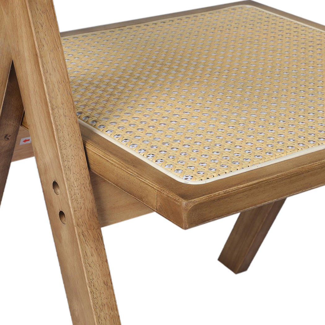 Set Of 2 Solid Wood Dining Chairs With Rattan Natural For Elegant Experience