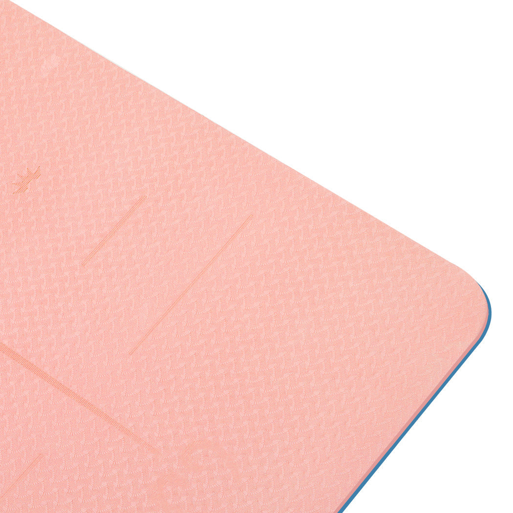 Yoga Mat Dual Colour Body Position Lines Pink