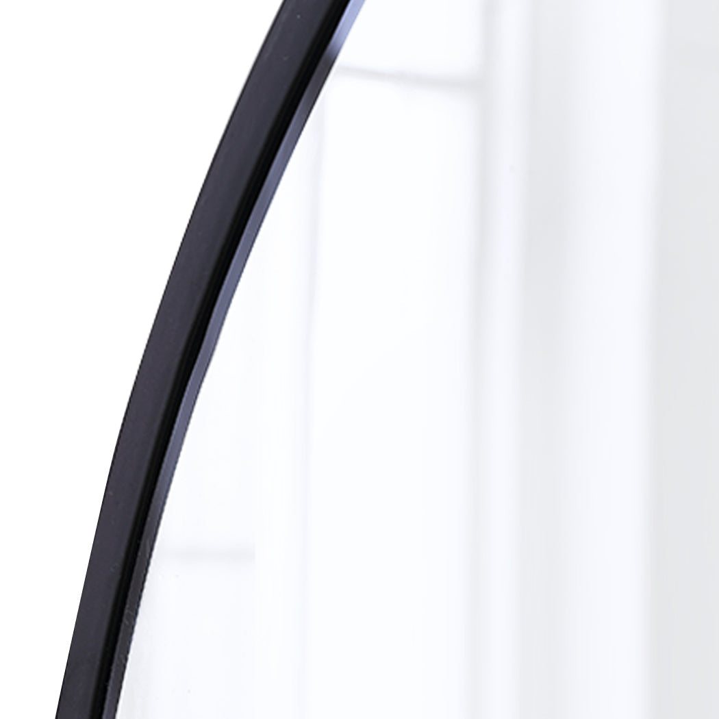 Black Wall Mirror Round Shaped Bathroom Makeup Medium 60Cm