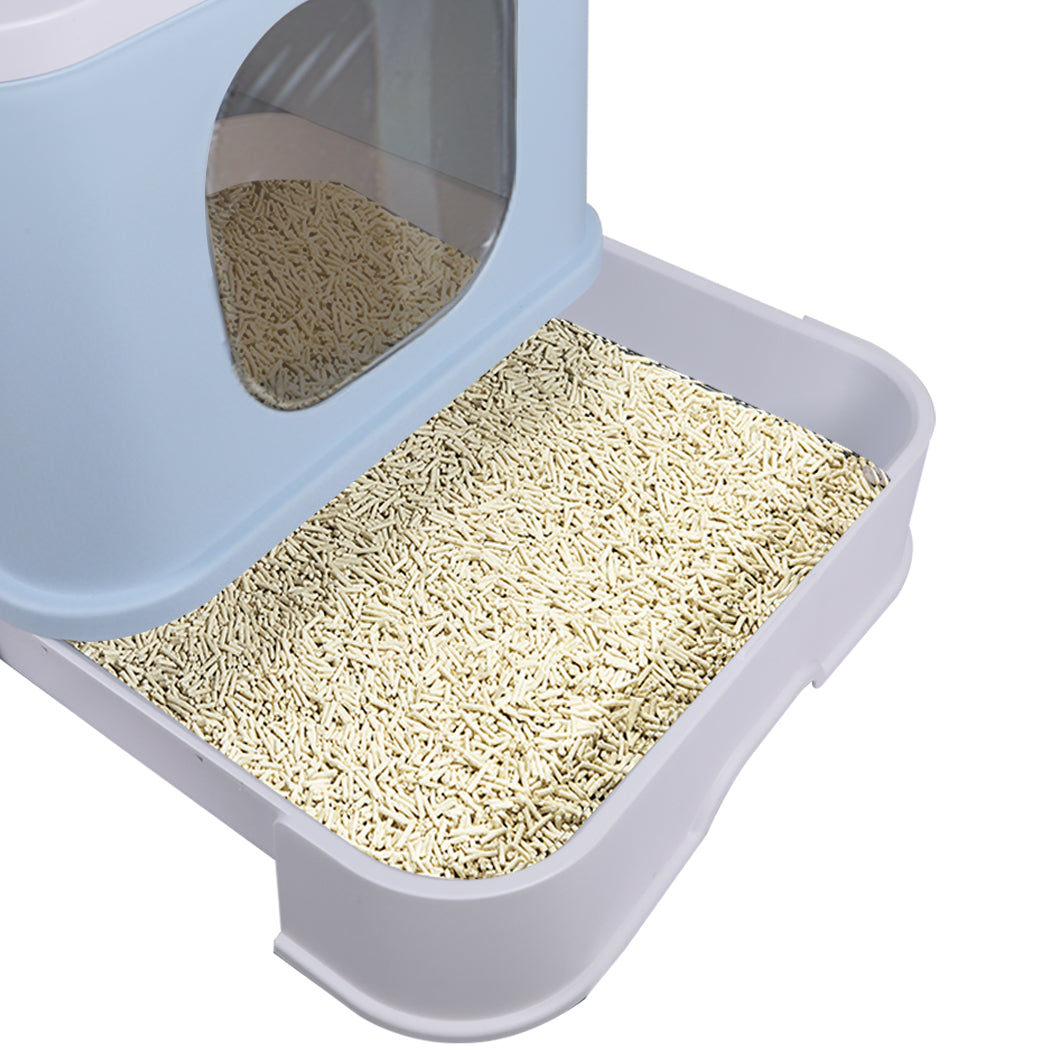 Pawz Cat Litter Box Fully Enclosed Kitty Blue