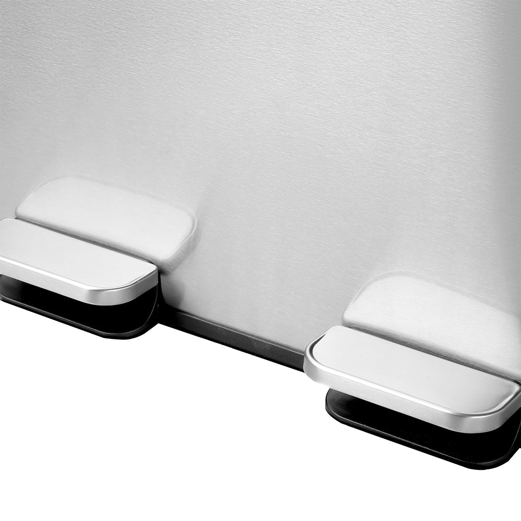 Toque 60L Dual Compartment Stainless Steel Pedal Bin Black & Silver
