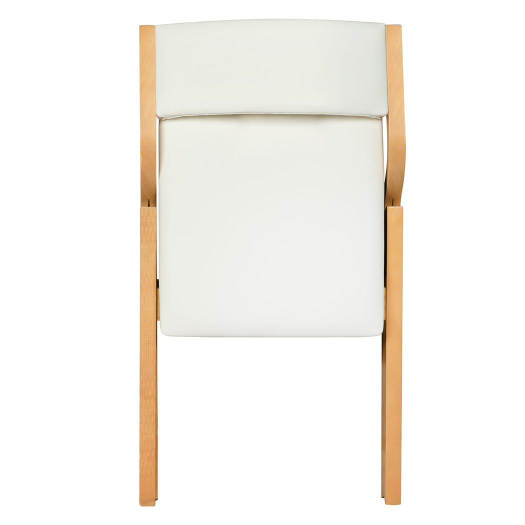 Set Of 2 Foldable Pu Dining Chairs Beige For Compact Storage And Stylish Seating
