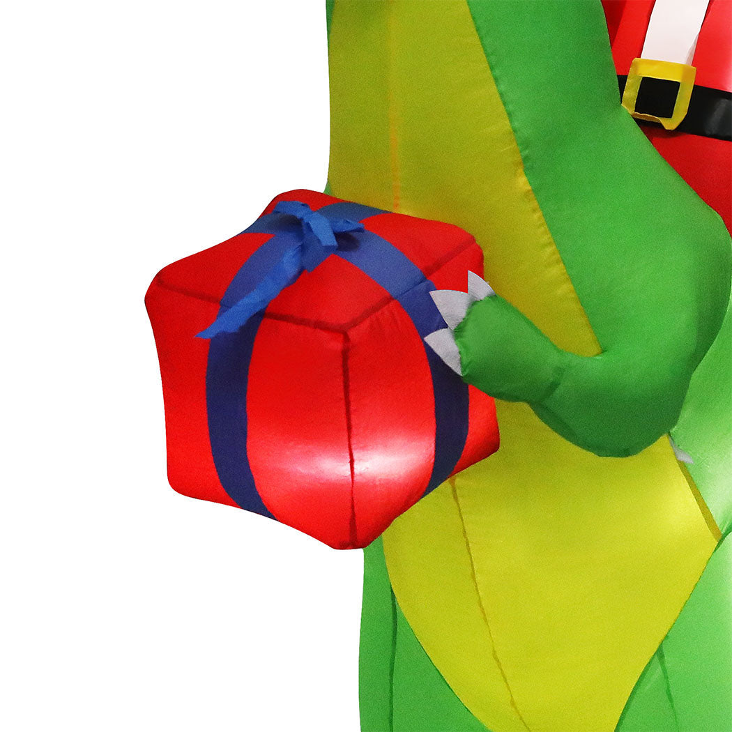 Santaco Christmas Inflatables Outdoor Claus Riding Dinosaur Lights Dcor