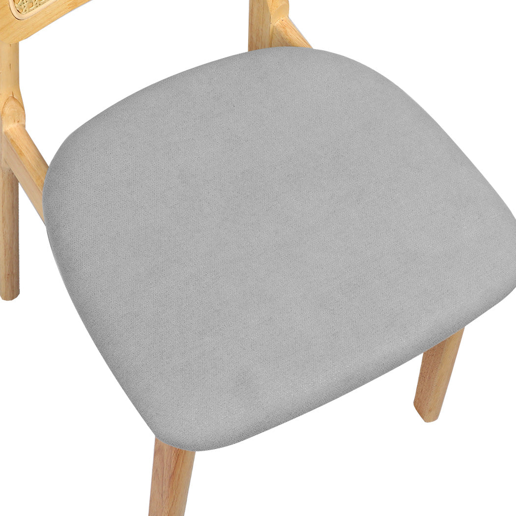 Set Of 2 Armless Dining Chairs With Wood And Rattan Natural For Modern Spaces