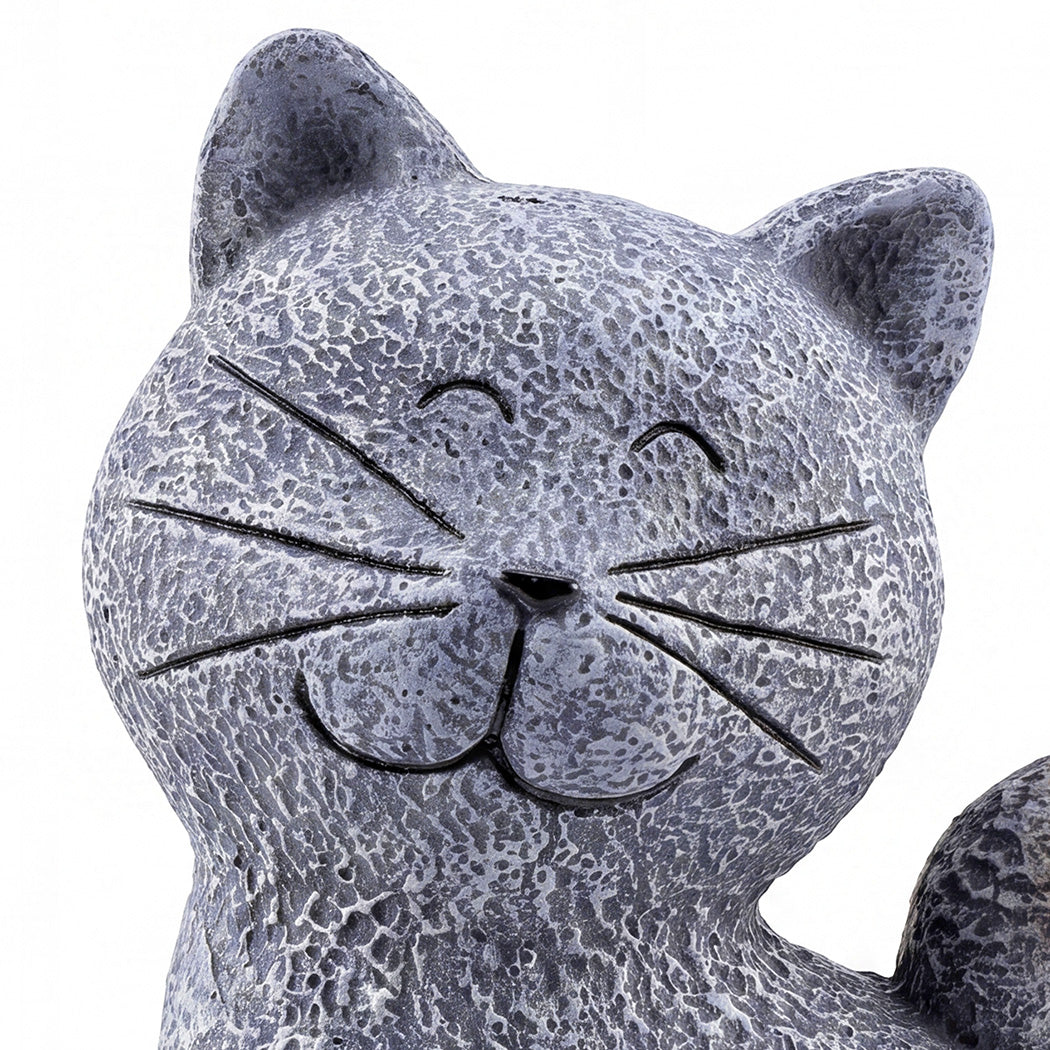 Emitto Solar Cat Butterfly Garden Statue With Led Light Resin Outdoor Decor