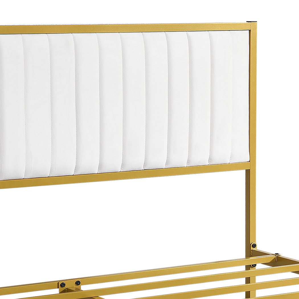 209Cm X 154Cm 106Cm Metal Bed Frame Under Storage Queen Beige