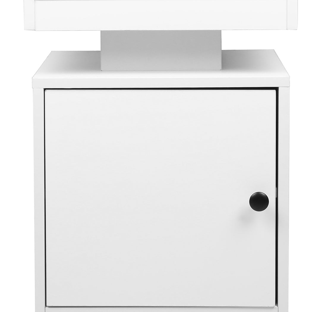 Bedside Table With Usb Charger Outlet And Rgb Lights White Modern Nightstand For Bedroom