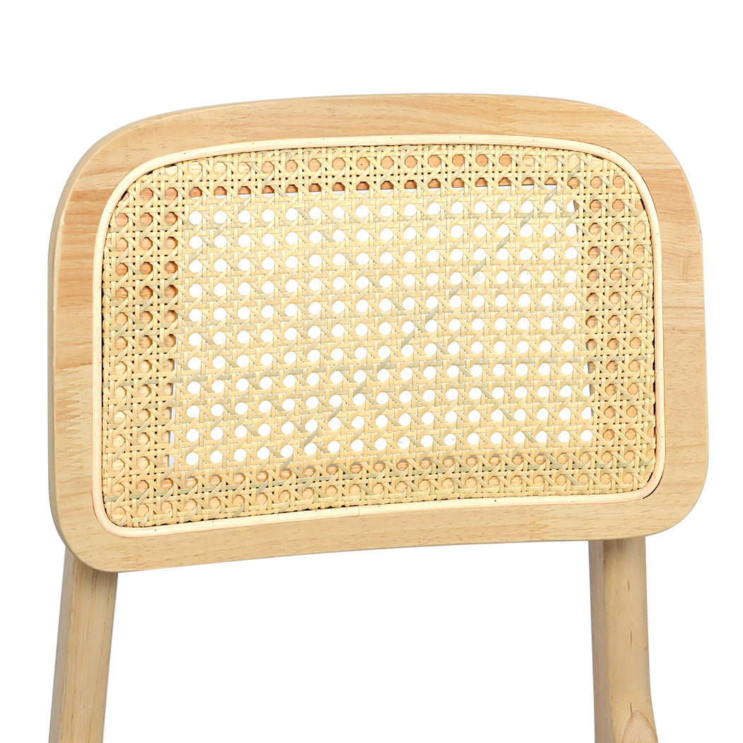 Set Of 2 Armless Dining Chairs With Wood And Rattan Natural For Modern Spaces