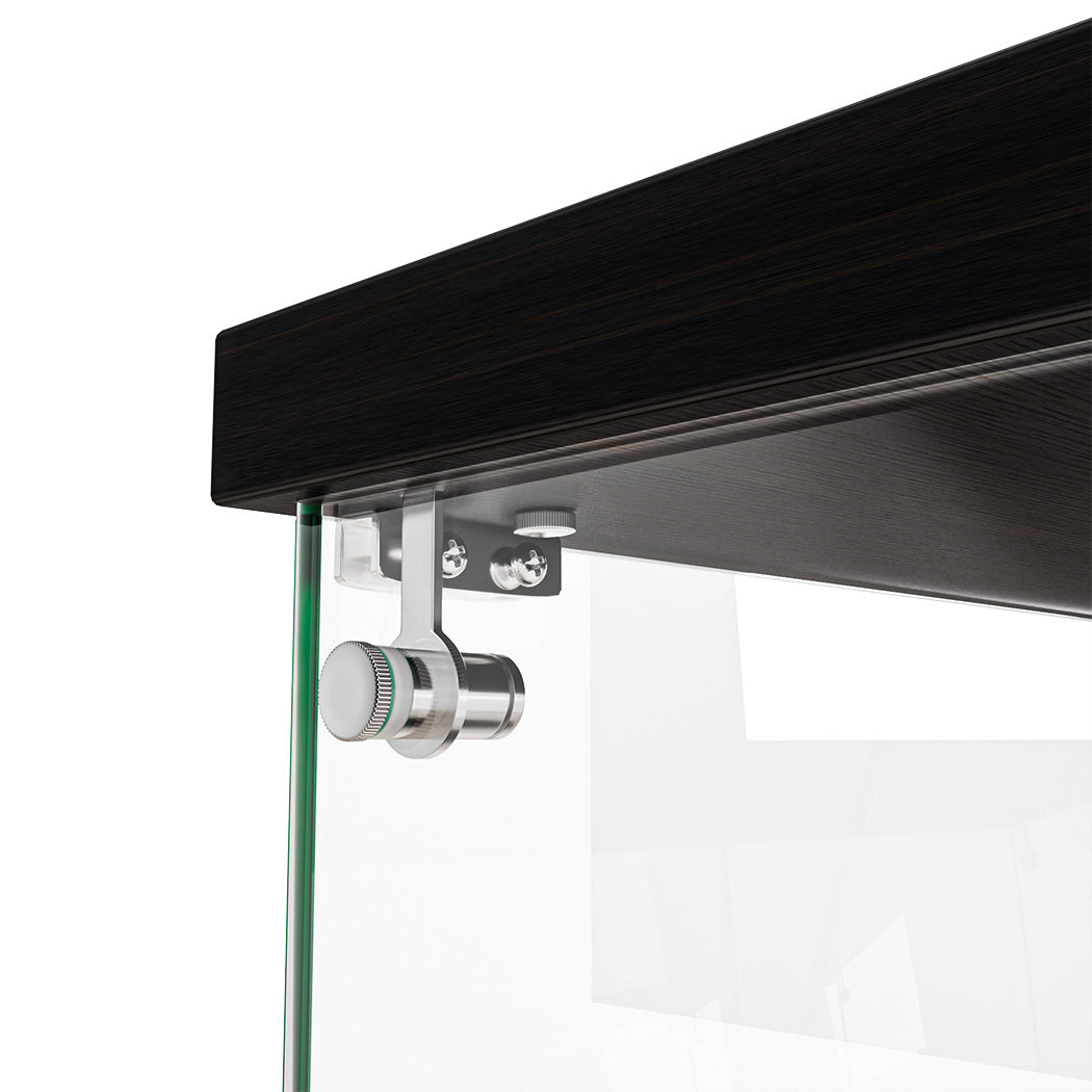 2-Tier Tempered Glass Display Cabinet With Lock Black Collection Storage
