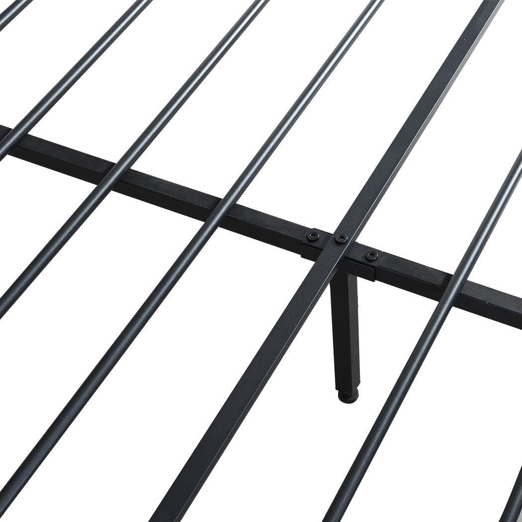 Queen Metal Bed Frame With Led Lights And 2 Drawers Black