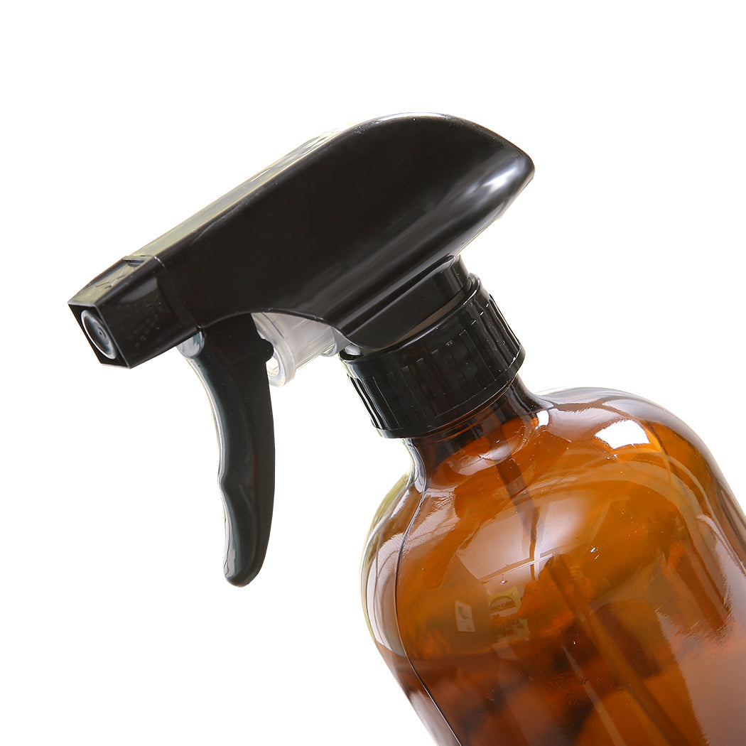 4X 500Ml Amber Black Glass Spray Bottles Trigger