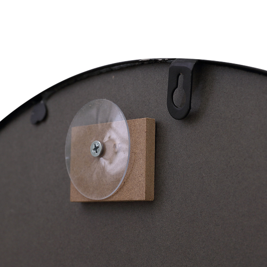 Black Wall Mirror Round Shaped Bathroom Makeup Medium 60Cm