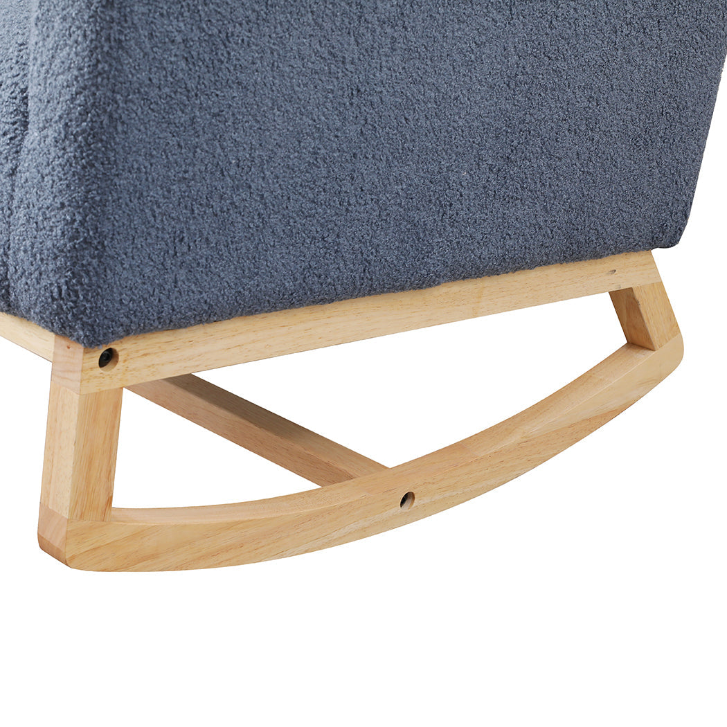 Rocking Chair With Ottoman Footrest Side Pocket Navy