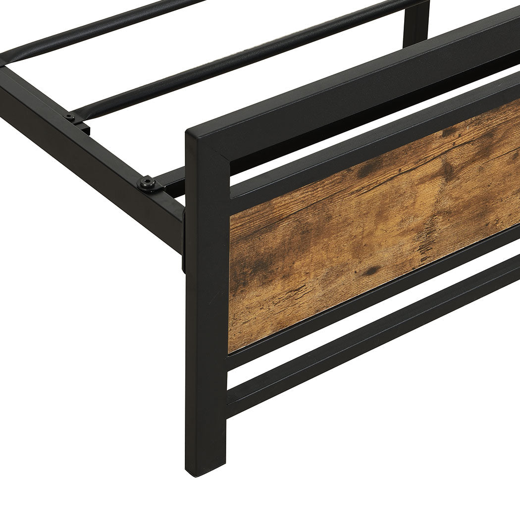 153Cm X 209Cm 96Cm Metal Bed Frame Queen Mattress Brown