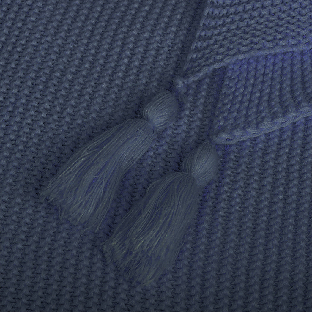 Dreamz Knitting Throw Blanket Cushion Navy