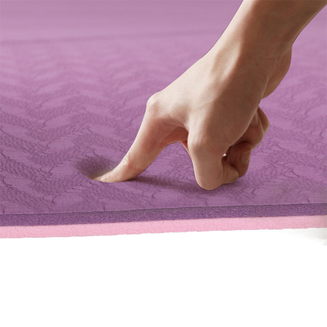 Yoga Mat Dual Colour Body Position Lines Purple