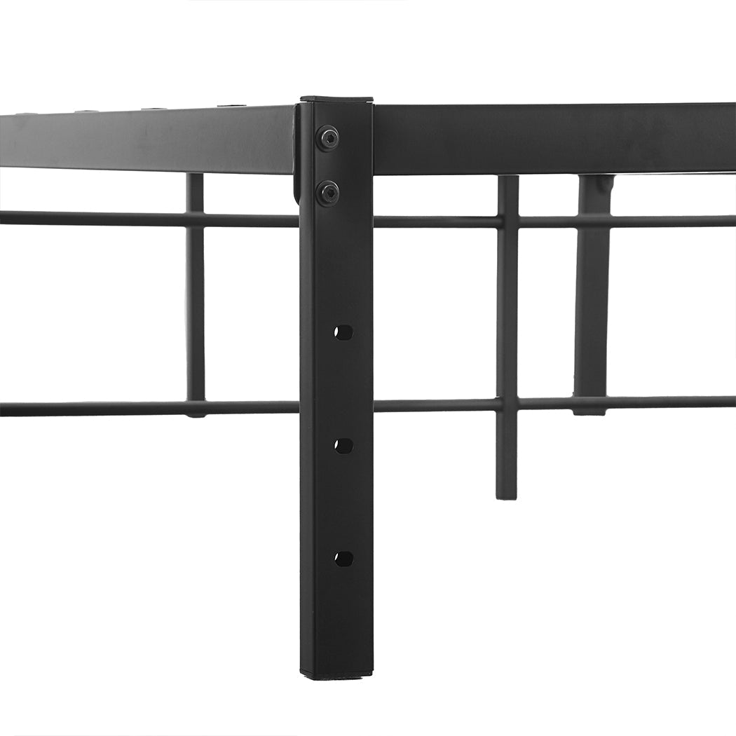 137Cm X 190Cm 40Cm Metal Bed Frame Heavy Duty Storage Space Black