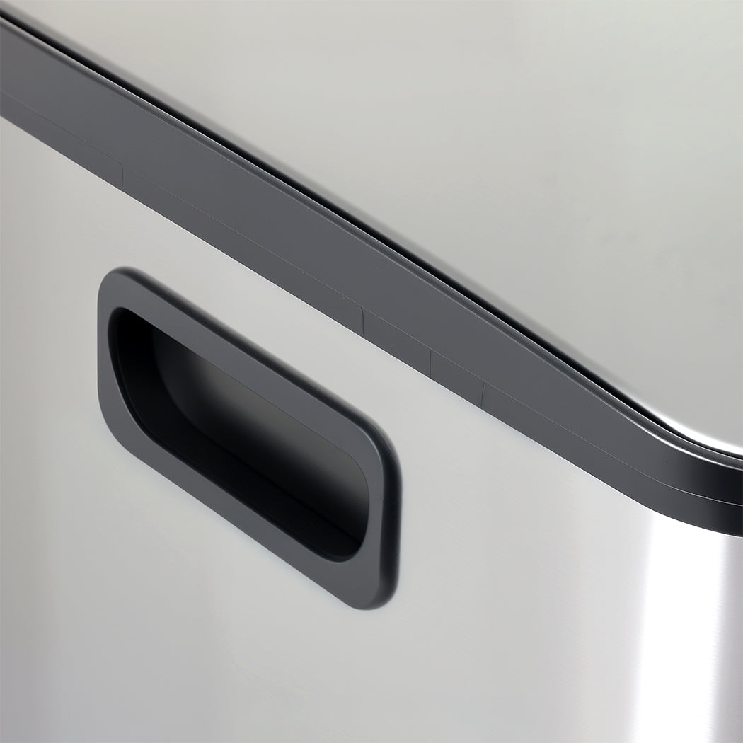 Toque 60L Dual Compartment Stainless Steel Pedal Bin Black & Silver