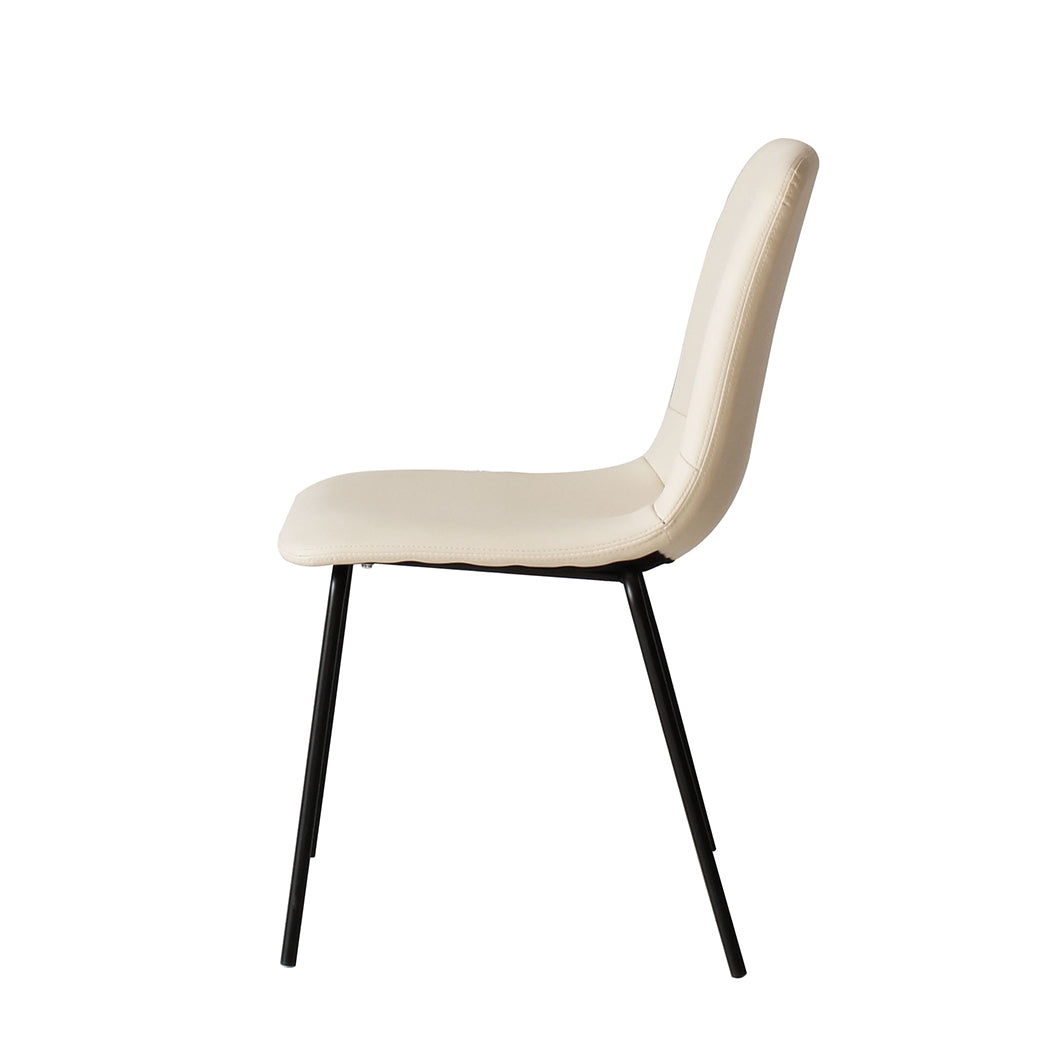 4Pcs Stackable Dining Chairs Kitchen Beige