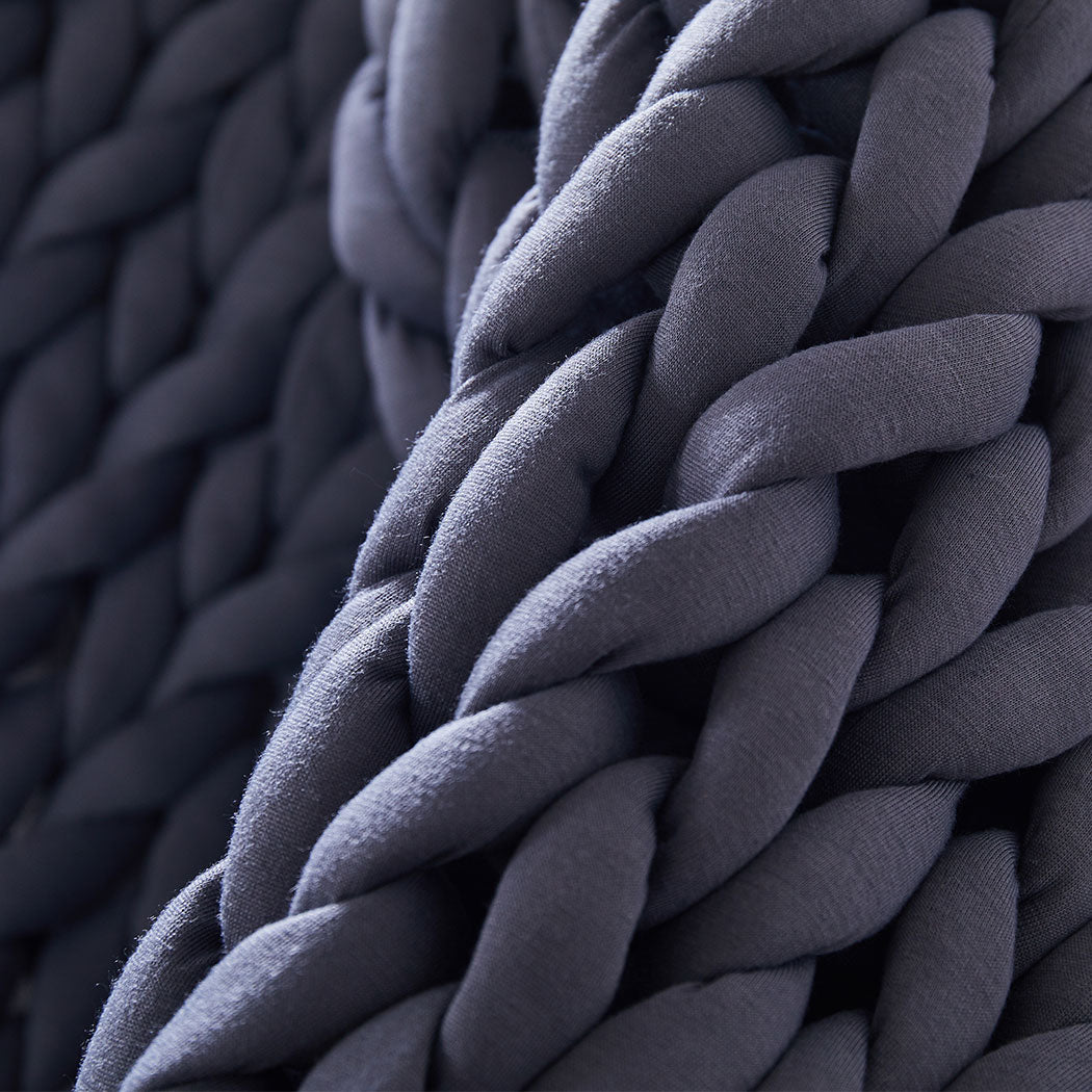 Dreamz Knitted Weighted Blanket Chunky Dark Grey Queen 9Kg