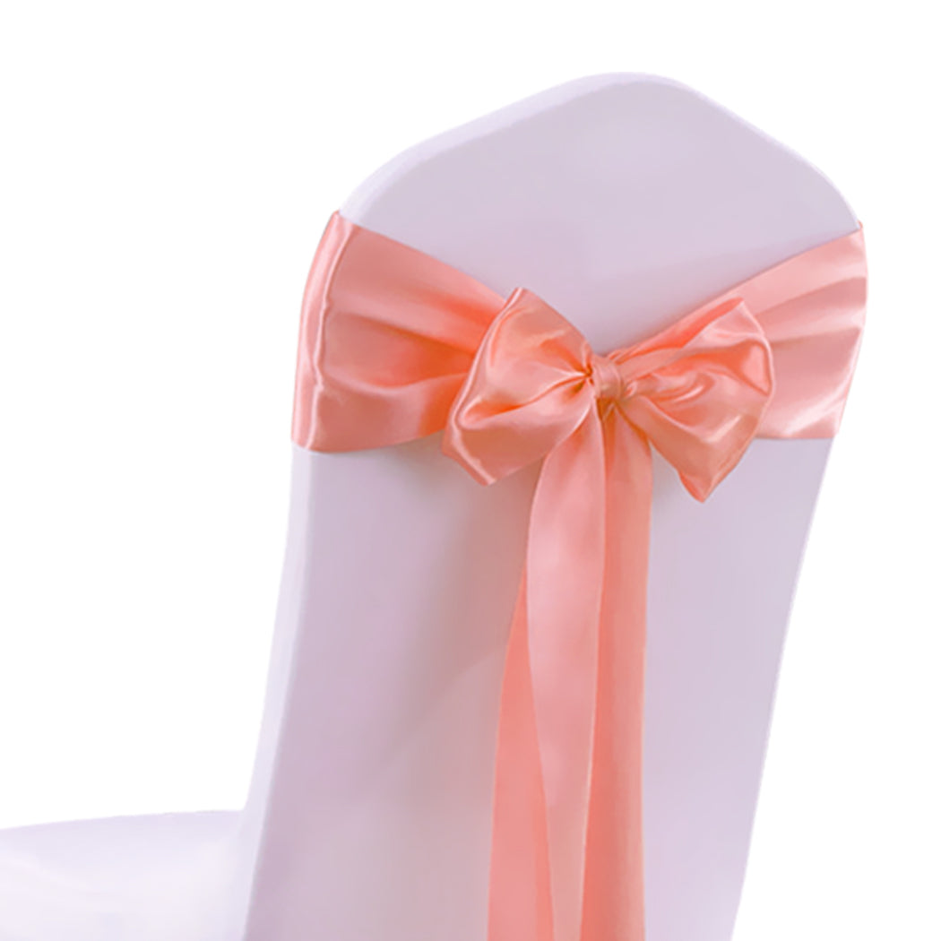 20X Satin Fabric Chair Sashes Cloth Coral