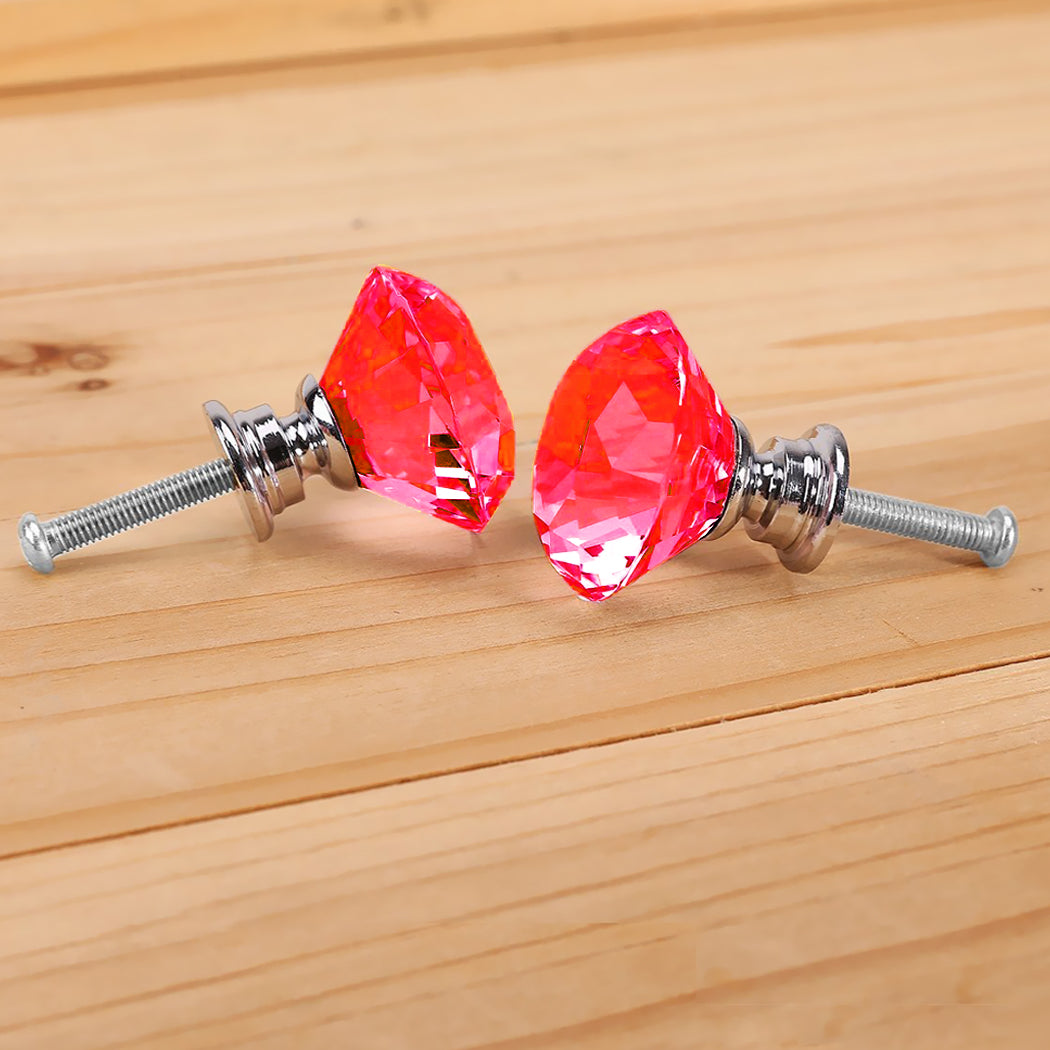 16 Pcs Red Crystal Knobs Diamond 40Mm Large