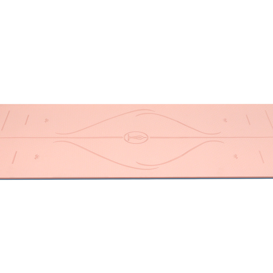Yoga Mat Dual Colour Body Position Lines Pink