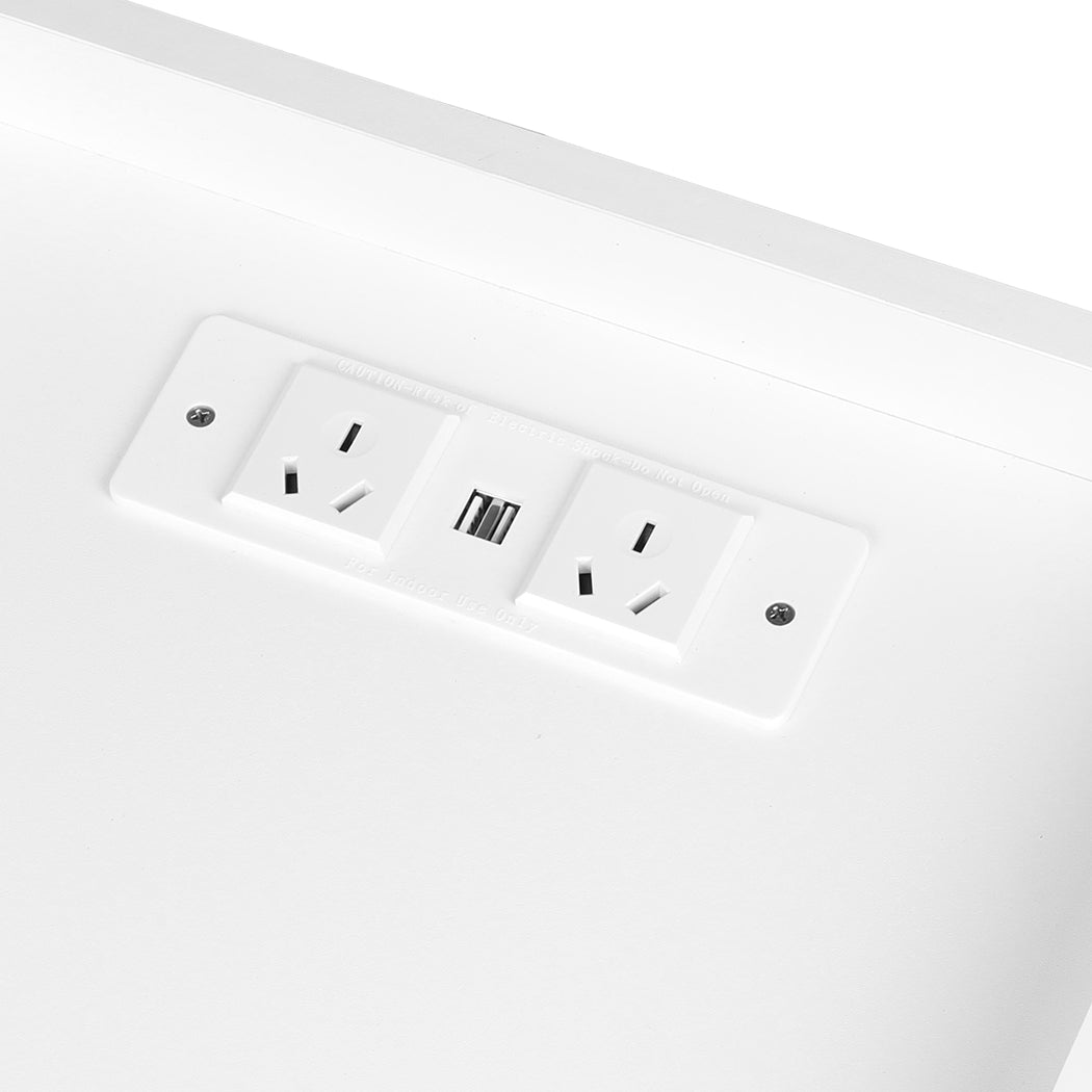 Bedside Table With Usb Charger Outlet And Rgb Lights White Modern Nightstand For Bedroom